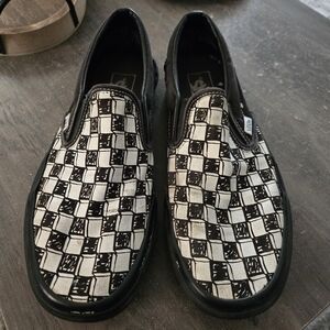 Vans Slip-On Loafers in Black and White Checkerboard Sketch